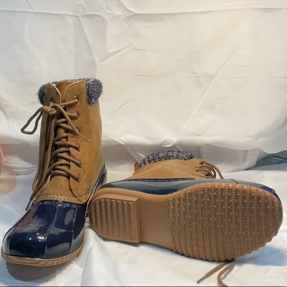 Justfub Tan and Blue Waterproof Winter Boots - Picture 6 of 8